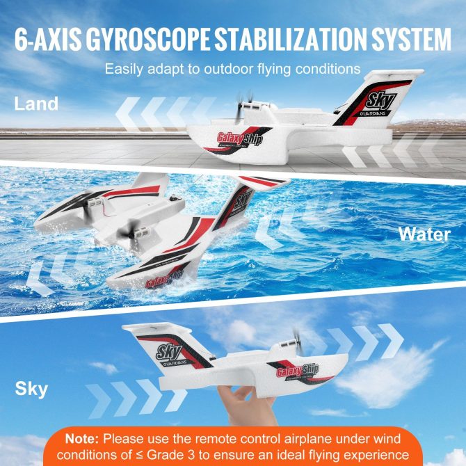 VEVOR RC Airplane Amphibious EPP Foam RC Plane Toy with 2.4 GHz Remote Control - Image 3