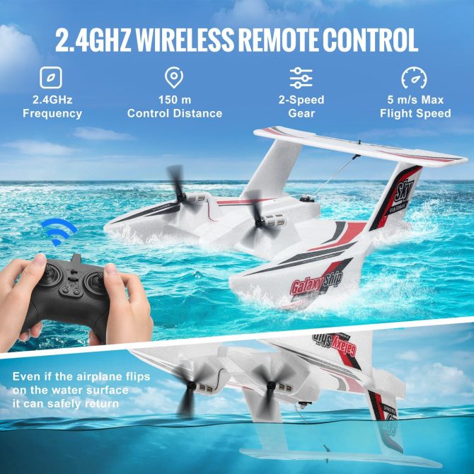 VEVOR RC Airplane Amphibious EPP Foam RC Plane Toy with 2.4 GHz Remote Control - Image 5