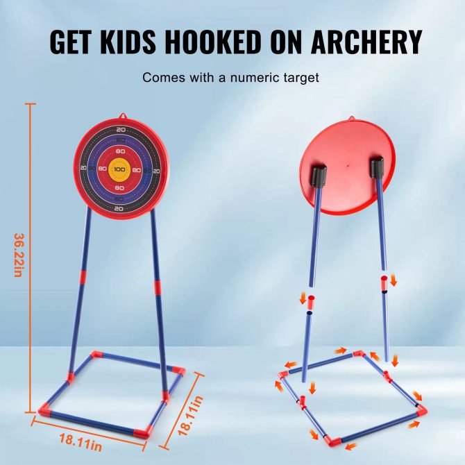 VEVOR Bow and Arrow Set for Kids, 2 Pack LED Light Up Archery Set with 20 Suction Cup Arrows, Standing Target, 2 Quivers, 2 Guns, 20 Soft Bullets, 3 Target Cans, Outdoor Toy for Boy & Girl 6+ Year Old - Image 5