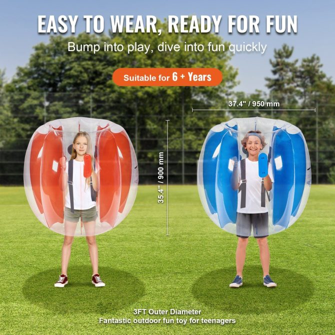 VEVOR Inflatable Bumper Balls 2-Pack, 3FT/0.9M Body Sumo Zorb Balls for Kids & Teens, Durable PVC Human Hamster Bubble Balls for Outdoor Team Gaming Play, Bumper Bopper Toys for Playground, Yard, Par - Image 3