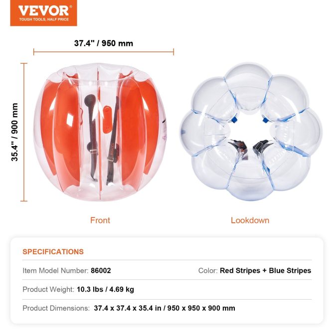 VEVOR Inflatable Bumper Balls 2-Pack, 3FT/0.9M Body Sumo Zorb Balls for Kids & Teens, Durable PVC Human Hamster Bubble Balls for Outdoor Team Gaming Play, Bumper Bopper Toys for Playground, Yard, Par - Image 7