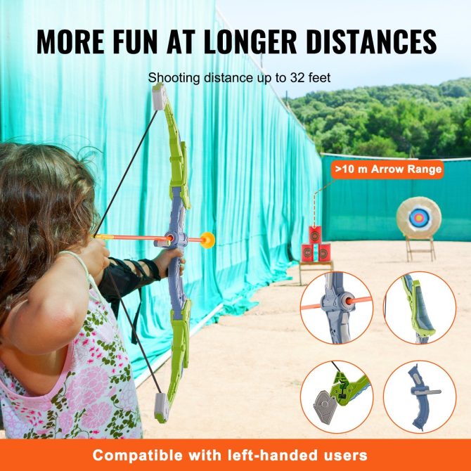 VEVOR Bow and Arrow Set for Kids, 2 Pack LED Light Up Archery Set with 20 Suction Cup Arrows, Standing Target, 2 Quivers, 3 Target Cans, Outdoor Toy Birthday Gift for Boys & Girls 6 7 8 9 10+ Year Old - Image 3