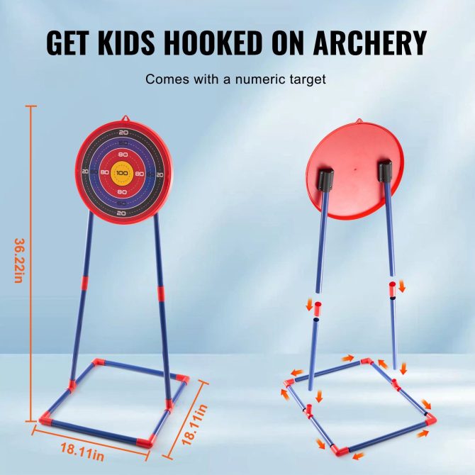 VEVOR Bow and Arrow Set for Kids, 2 Pack LED Light Up Archery Set with 20 Suction Cup Arrows, Standing Target, 2 Quivers, 3 Target Cans, Outdoor Toy Birthday Gift for Boys & Girls 6 7 8 9 10+ Year Old - Image 5
