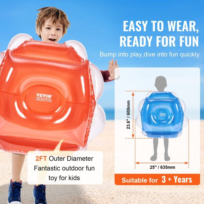 VEVOR Inflatable Bumper Balls 2-Pack, 2FT/0.6M Body Sumo Zorb Balls for Kids, Durable PVC Human Hamster Bubble Balls for Child Outdoor Team Gaming Play, Bumper Bopper Toys for Playground, Yard, Park - Image 3