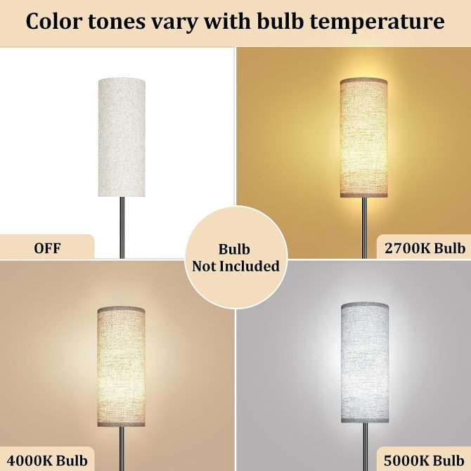 Floor Lamp for Living Room, Modern Standing Lamps with Lampshade, Minimalist Tall Lamp with Foot Switch for Living Room, Bedroom, Kids Room, Office(Bulb Not Included) - Image 6
