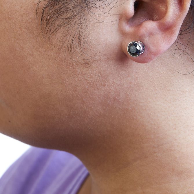 .925 Sterling Silver Round Brilliant-Cut Black Diamond Bezel-Set Stud Earrings with Screw Backs (Fancy Color-Enhanced, I2-I3 Clarity) - Image 11