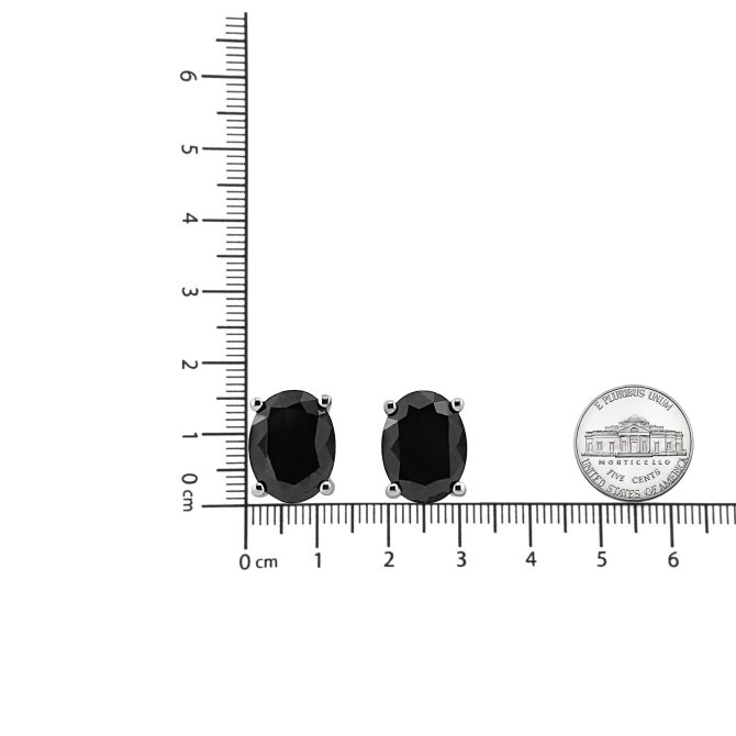 .925 Sterling Silver Prong Set Treated Black Oval Diamond Stud Earring (Black Color, I2-I3 Clarity) - Image 20