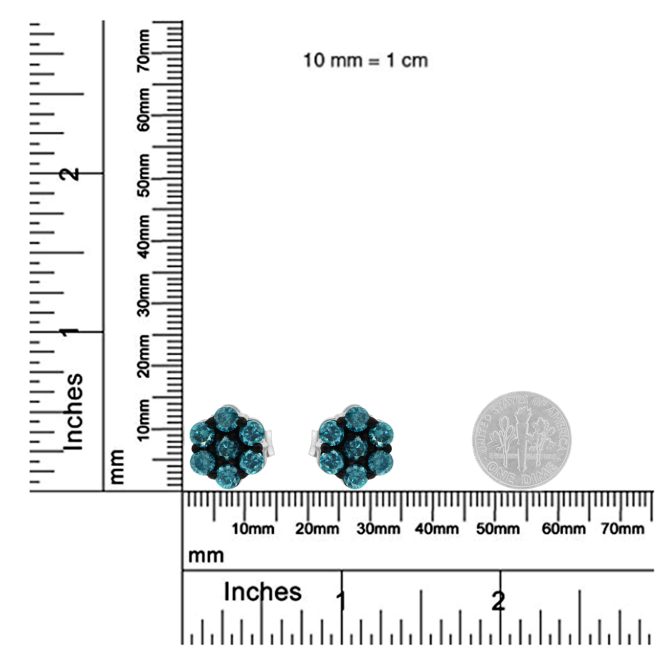 Sterling Silver Treated Blue Diamond Floral Stud Earrings (0.5 cttw, Blue Color, I2-I3 Clarity) - Image 6