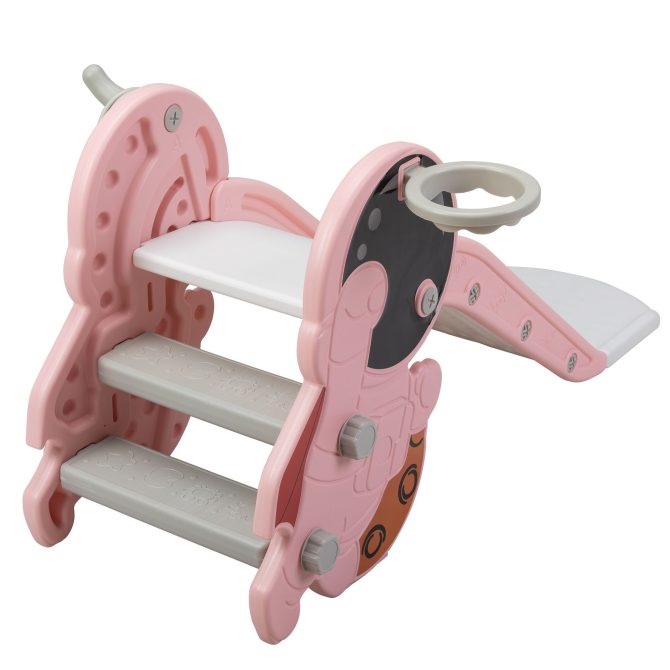 Toddler Slide for Indoor Use, Pink+White - Image 8