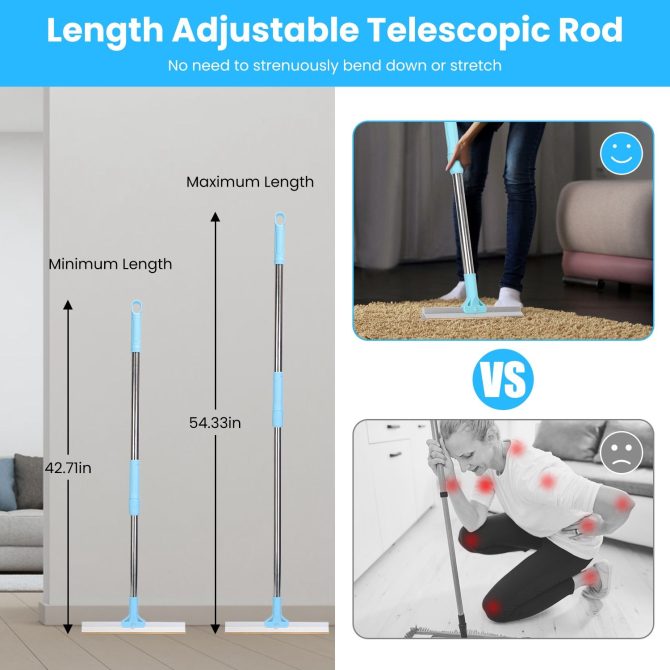 Pet Hair Removal Rake With 54.33in Adjustable Telescopic Rod Multi-Fabric Dog Cat Hair Scraper Lint Shaver For Carpet Rug Clothes Couch - Image 3