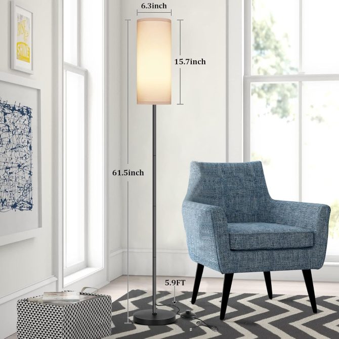 Floor Lamp for Living Room, Modern Standing Lamps with Lampshade, Minimalist Tall Lamp with Foot Switch for Living Room, Bedroom, Kids Room, Office(Bulb Not Included) - Image 13