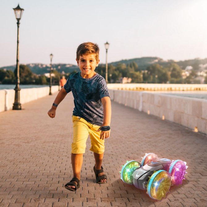 2 In 1 Amphibious RC Car Waterproof Stunt Car with Wrist Controller 4WD 360° Rotating Gesture Car with RGB Lights for Kids Aged 6+ - Image 12
