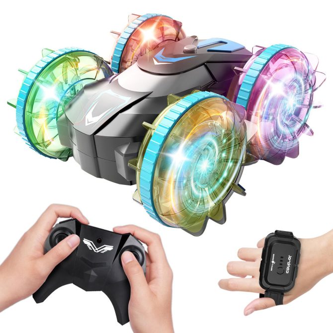 2 In 1 Amphibious RC Car Waterproof Stunt Car with Wrist Controller 4WD 360° Rotating Gesture Car with RGB Lights for Kids Aged 6+ - Image 13