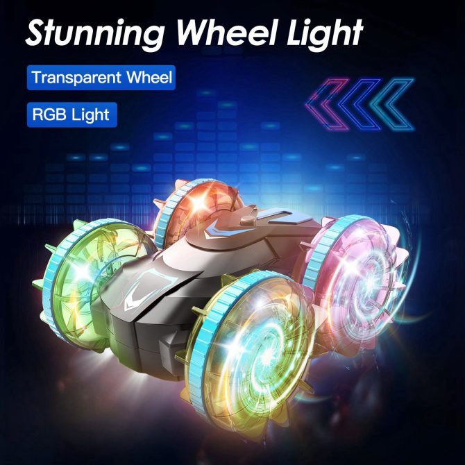 2 In 1 Amphibious RC Car Waterproof Stunt Car with Wrist Controller 4WD 360° Rotating Gesture Car with RGB Lights for Kids Aged 6+ - Image 7