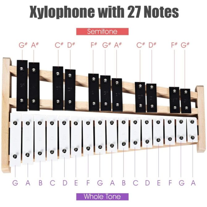 27 Note Glockenspiel Xylophone with 2 Rubber Mallets - Image 2