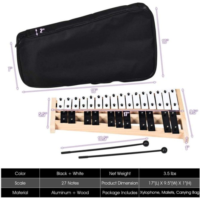 27 Note Glockenspiel Xylophone with 2 Rubber Mallets - Image 4