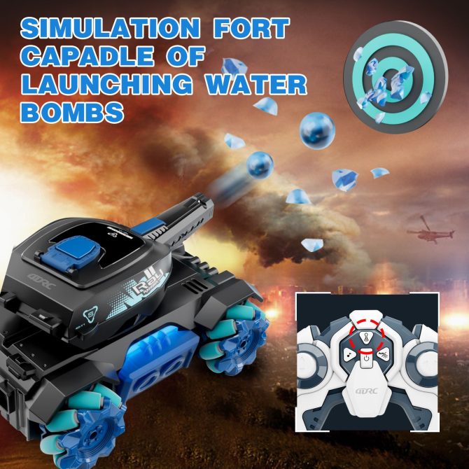 4DRC Y1 RC Crawler Scale Water Bullet Shooting Remote Control Cars,Kids 4WD Battle Stunt Car,All Terrain RC Truck with 360°Rotating,Toy Gift for Boys Girls Kids,Blue - Image 6