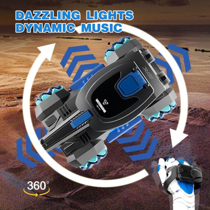 4DRC Y1 RC Crawler Scale Water Bullet Shooting Remote Control Cars,Kids 4WD Battle Stunt Car,All Terrain RC Truck with 360°Rotating,Toy Gift for Boys Girls Kids,Blue - Image 7