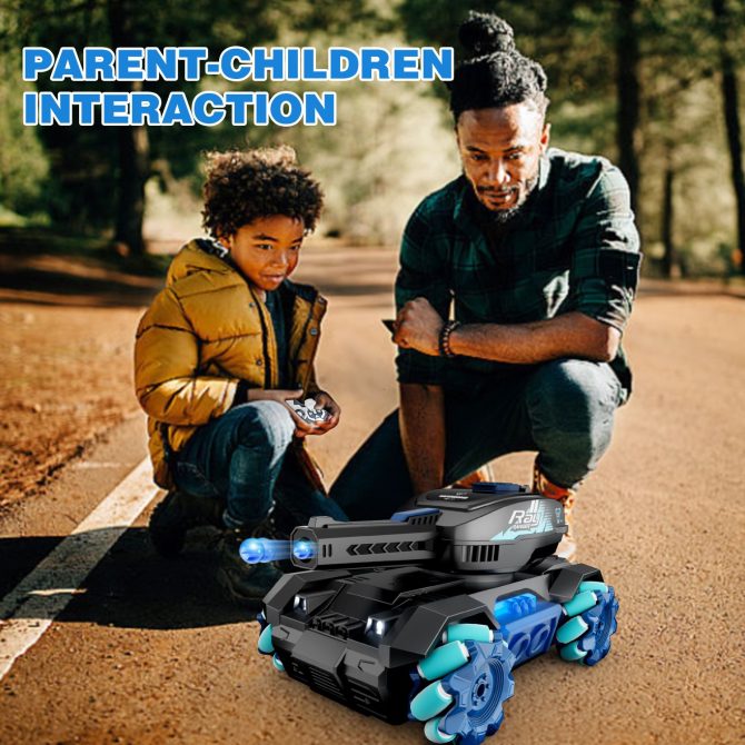 4DRC Y1 RC Crawler Scale Water Bullet Shooting Remote Control Cars,Kids 4WD Battle Stunt Car,All Terrain RC Truck with 360°Rotating,Toy Gift for Boys Girls Kids,Blue - Image 8