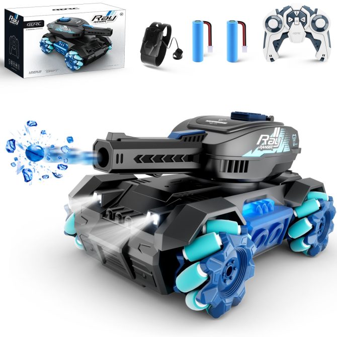 4DRC Y1 RC Crawler Scale Water Bullet Shooting Remote Control Cars,Kids 4WD Battle Stunt Car,All Terrain RC Truck with 360°Rotating,Toy Gift for Boys Girls Kids,Blue - Image 3