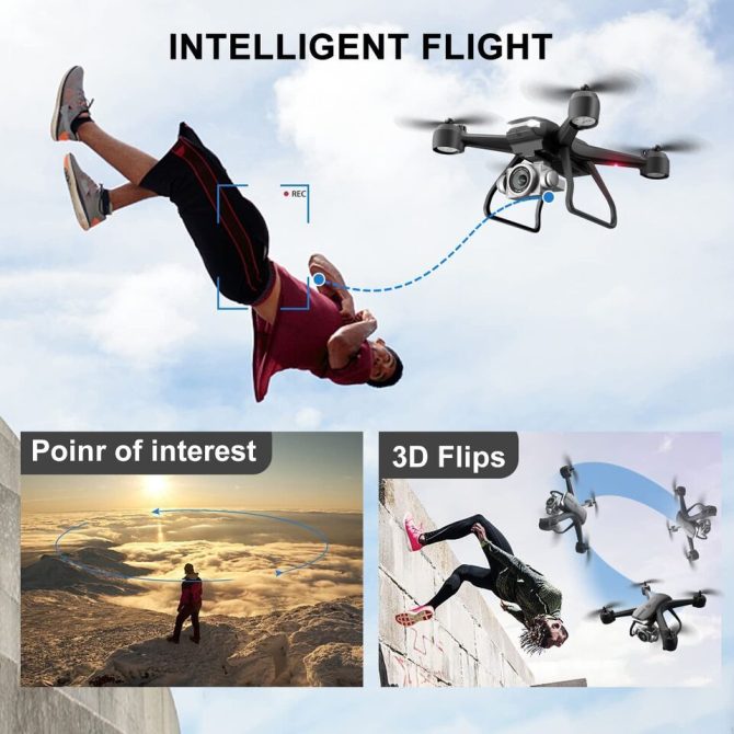 4DRC V14 RC Drone WIFI FPV 4K HD Wide Angle Dual Camera Quadcopter Portable With Bag ,2 Batteries Drone For Beginner,Headless Mode,Gesture Photo - Image 5