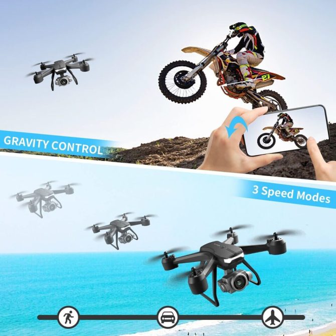 4DRC V14 RC Drone WIFI FPV 4K HD Wide Angle Dual Camera Quadcopter Portable With Bag ,2 Batteries Drone For Beginner,Headless Mode,Gesture Photo - Image 7