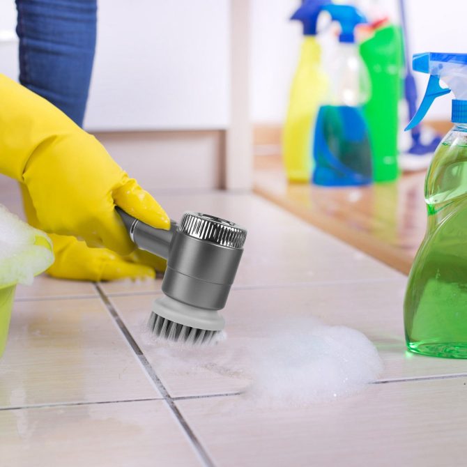 Electric Spin Scrubber Cordless Handheld Rechargeable Cleaning Brush With 5 Replaceable Heads IPX7 Waterproof 3 Speeds Handheld Spin Scrubber For Tub Stove Tile Sink Window - Image 4