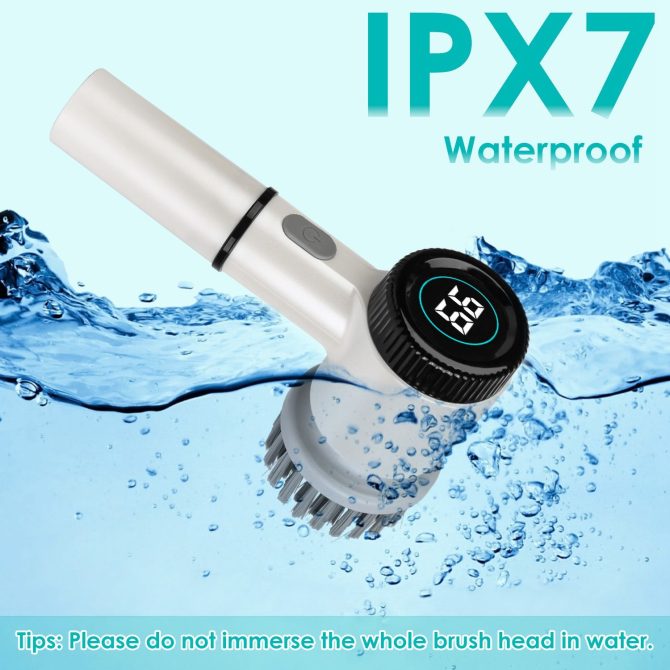 Electric Spin Scrubber Cordless Handheld Rechargeable Cleaning Brush With 5 Replaceable Heads IPX7 Waterproof 3 Speeds Handheld Spin Scrubber For Tub Stove Tile Sink Window - Image 10