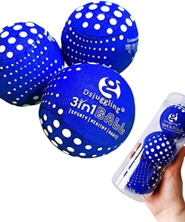 DSJUGGLING Washable Juggling Ball for Beginners, 60mm 100g Each 3in1 Multi-Function Balls Set of 3 | Water Skimming Balls Bounce On Water - Pool Ball & Beach Toys | Soft Bouncy Grip Training Ball Kit