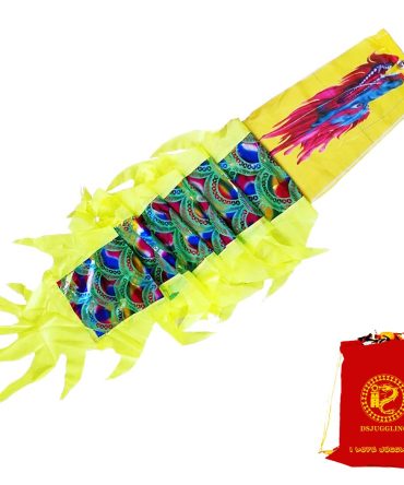 3 Meters (9.8 FT) Golden Scale Silk Dragon POI Outdoor Flinging Wind Spinners & Fitness Dragon Dance Wu Long 3D dragon Ribbon Streamer with Fiberglass Handstick + Travel Bag!