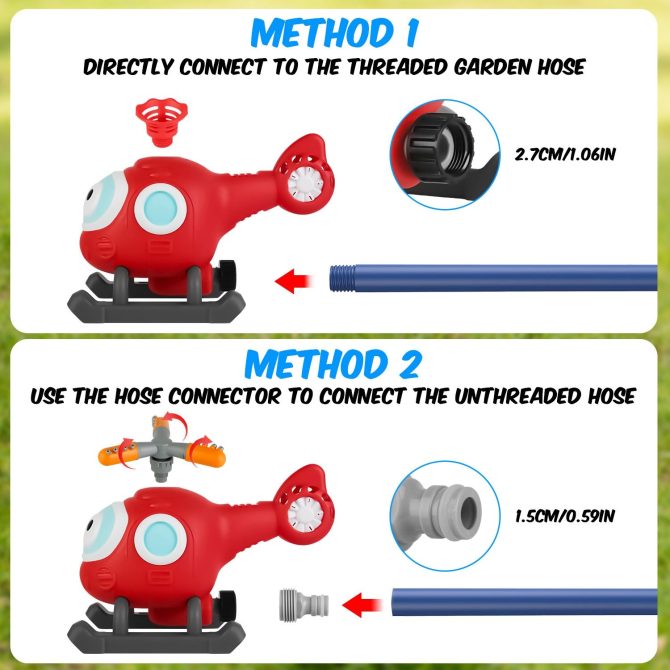 2 In 1 Water Sprinkler Baseball Helicopter Toy for Kids 360°Rotating Water Tee Ball Set for Backyard Lawn Pool Party Outdoor Summer Game for 3+ Years Old - Image 6