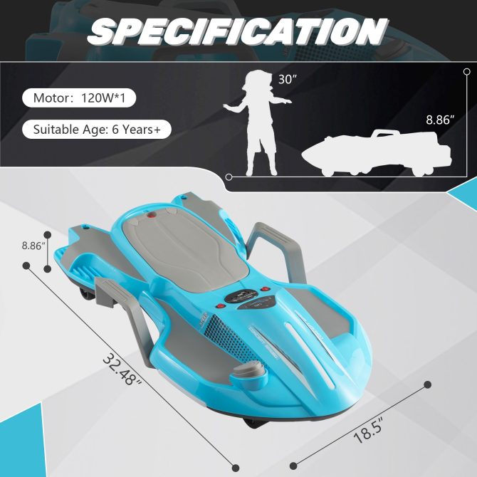 Electric Kids Racing Car with Music and Lights, Blue - Image 2