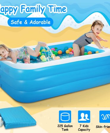 103x69x24in Inflatable Swimming Pools Family Swim Play Center Pool Blow up Kiddie Pool