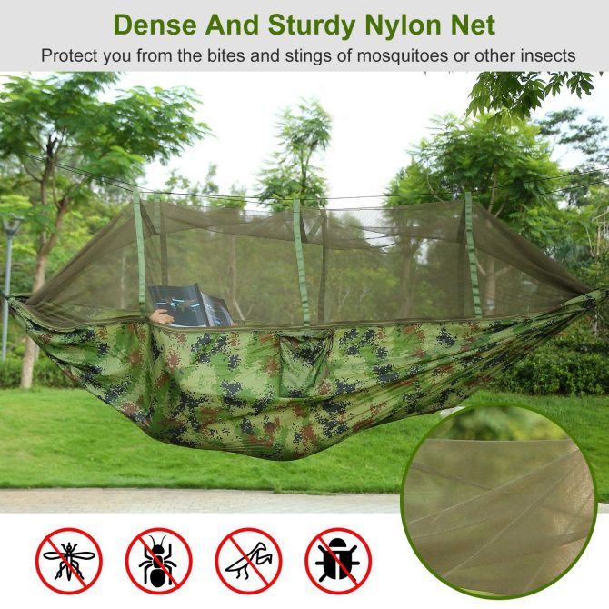 Camping Hammock with Mosquito Net, Portable Double Hammock Tent Load Two People with 2 Straps, Best for Outdoor Garden Hiking Travel - Image 26