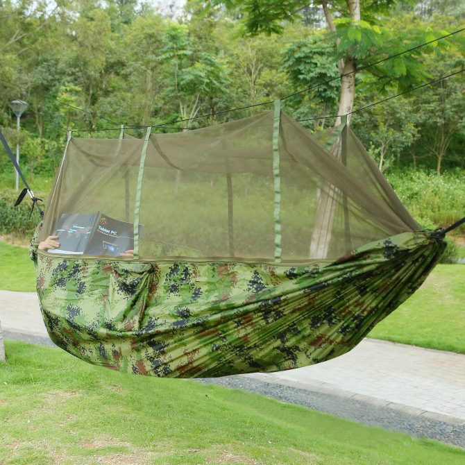Camping Hammock with Mosquito Net, Portable Double Hammock Tent Load Two People with 2 Straps, Best for Outdoor Garden Hiking Travel - Image 29