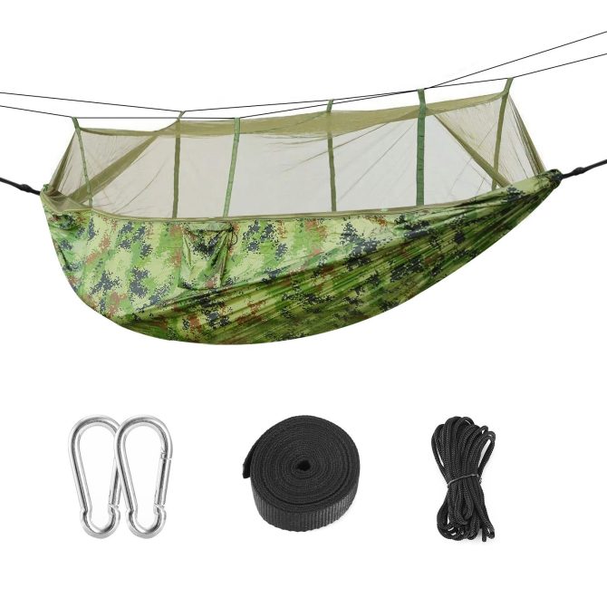 Camping Hammock with Mosquito Net, Portable Double Hammock Tent Load Two People with 2 Straps, Best for Outdoor Garden Hiking Travel - Image 24