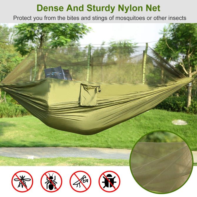 Camping Hammock with Mosquito Net, Portable Double Hammock Tent Load Two People with 2 Straps, Best for Outdoor Garden Hiking Travel - Image 18