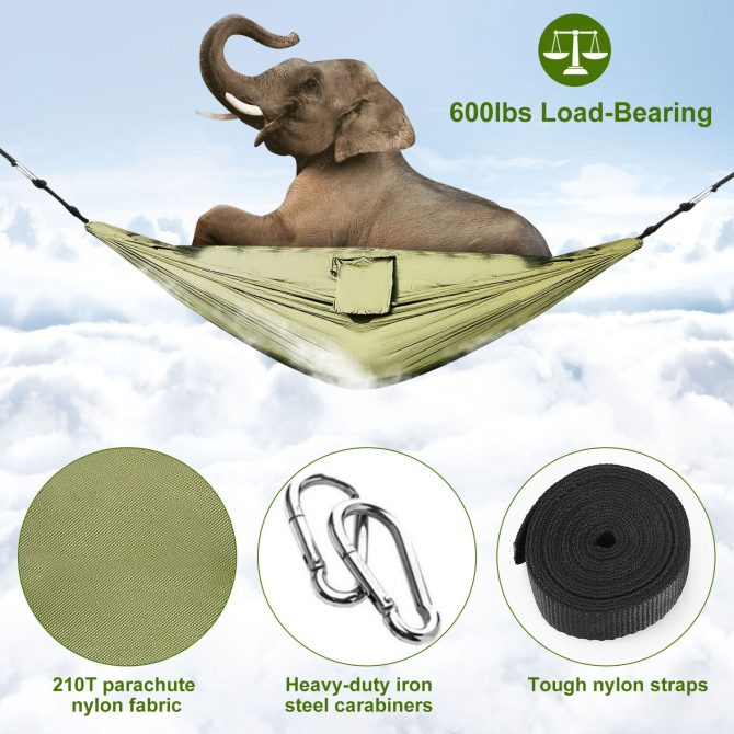 Camping Hammock with Mosquito Net, Portable Double Hammock Tent Load Two People with 2 Straps, Best for Outdoor Garden Hiking Travel - Image 19