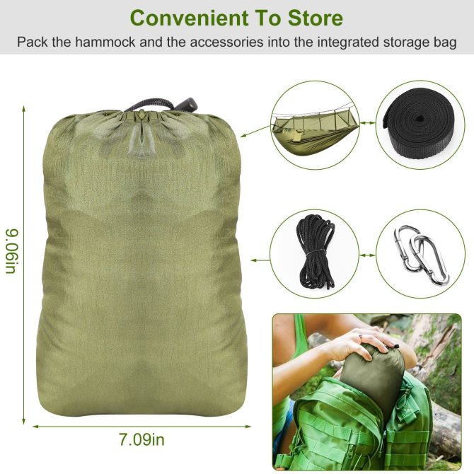 Camping Hammock with Mosquito Net, Portable Double Hammock Tent Load Two People with 2 Straps, Best for Outdoor Garden Hiking Travel - Image 20