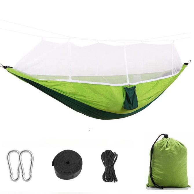 Camping Hammock with Mosquito Net, Portable Double Hammock Tent Load Two People with 2 Straps, Best for Outdoor Garden Hiking Travel - Image 6