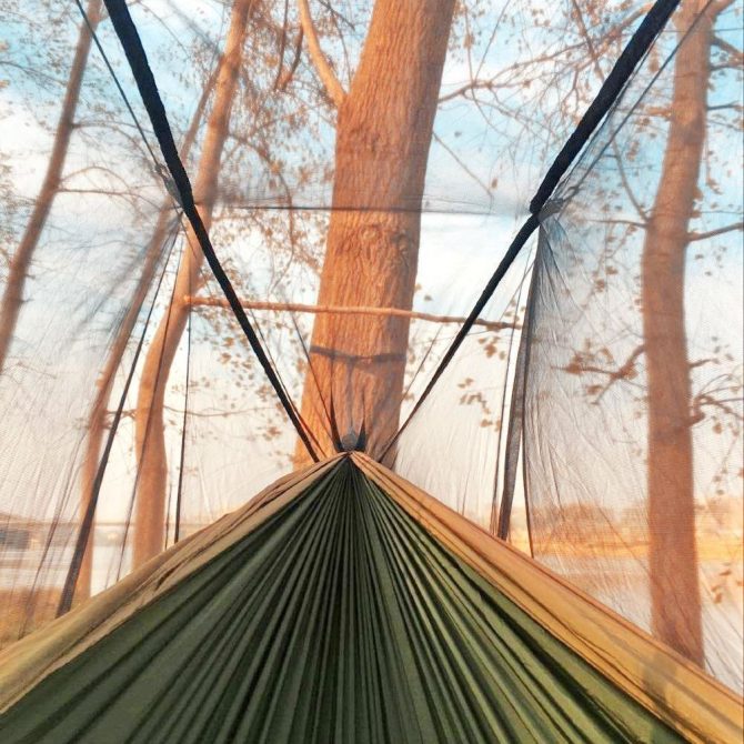 Camping Hammock with Mosquito Net, Portable Double Hammock Tent Load Two People with 2 Straps, Best for Outdoor Garden Hiking Travel - Image 11