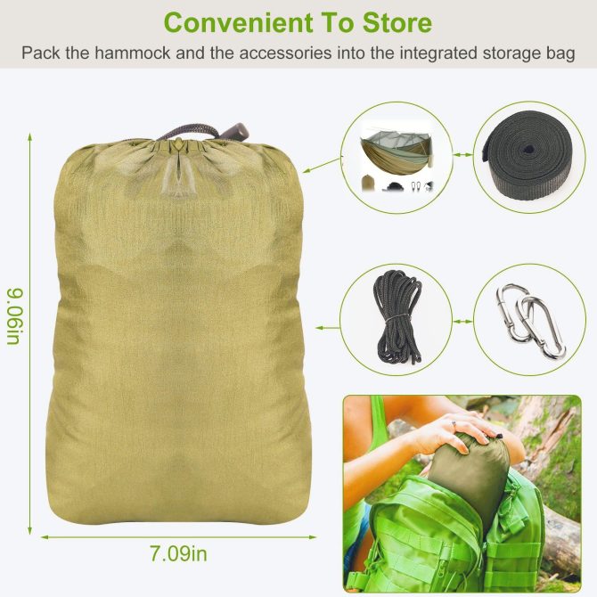 Camping Hammock with Mosquito Net, Portable Double Hammock Tent Load Two People with 2 Straps, Best for Outdoor Garden Hiking Travel - Image 13