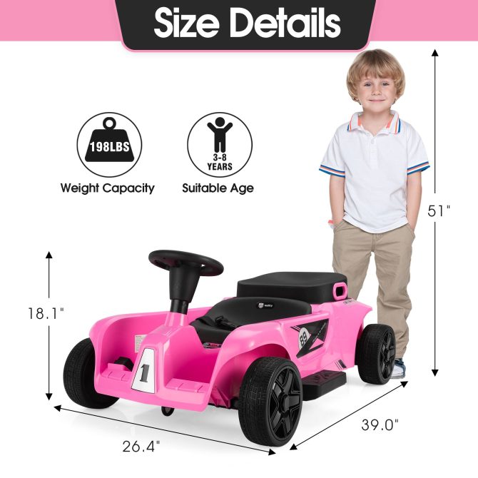Kids Ride on Car with Remote Control and Storage Space, Pink - Image 11