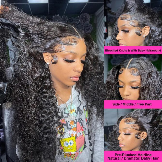 360 Full Lace Wig Human Hair Pre Plucked 13x4 Lace Frontal Wigs For Women 34 32 30 Inch Hd Curly Deep Water Wave Lace Front Wig - Image 41