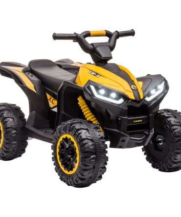 12V Kids ATV Quad Car with Forward & Backward Function, Four Wheeler for Kids with Wear-Resistant Wheels, Music, Electric Ride-on ATV for Toddlers Ages 3+ Years Old, Yellow