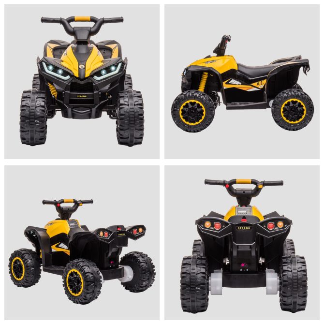 12V Kids ATV Quad Car with Forward & Backward Function, Four Wheeler for Kids with Wear-Resistant Wheels, Music, Electric Ride-on ATV for Toddlers Ages 3+ Years Old, Yellow - Image 5
