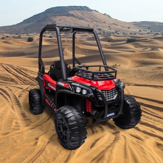 12V Dual Motor Kids Electric Ride-on UTV Toy, Batter Powered Truck with Forward and Reverse Function, Headlights, MP3/USB Music Connection, Suspension, & Remote Control, Red - Image 2