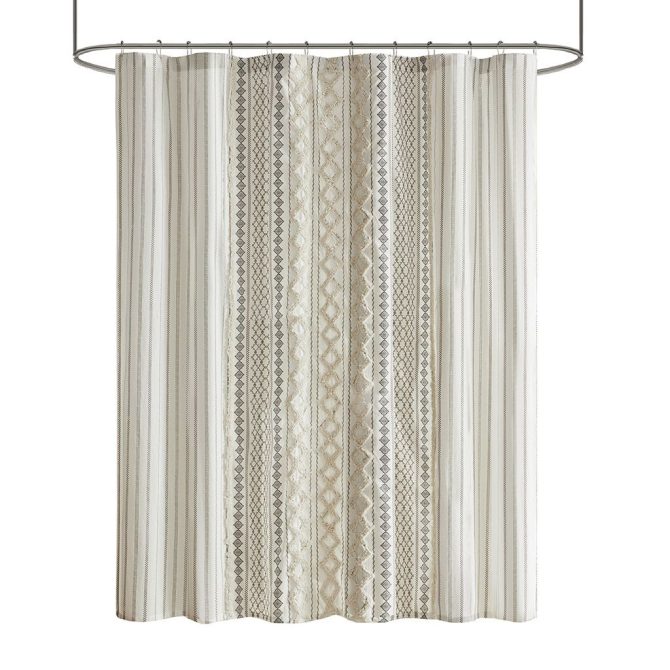 Cotton Printed Shower Curtain with Chenille - Image 3