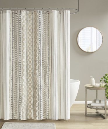Cotton Printed Shower Curtain with Chenille