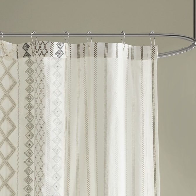 Cotton Printed Shower Curtain with Chenille - Image 5